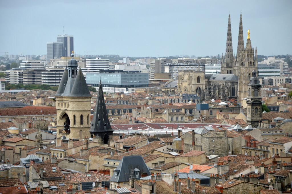 Vista della Cattedrale di Saint-André e Porte de la Grosse Cloche bordeaux, tetti