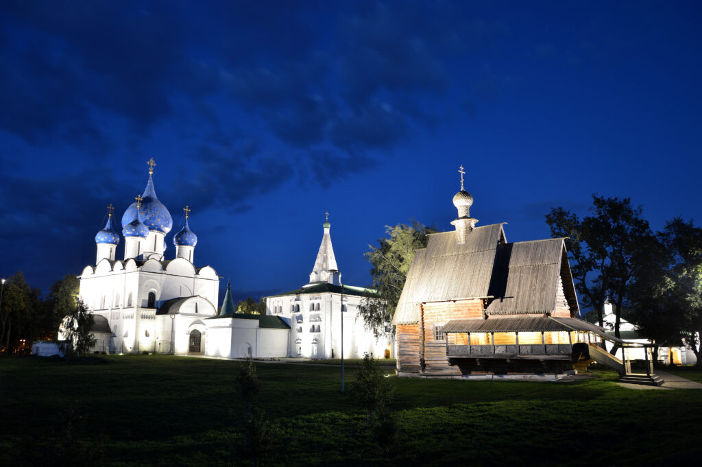 Suzdal' di sera russia, campagna, notte, chiese