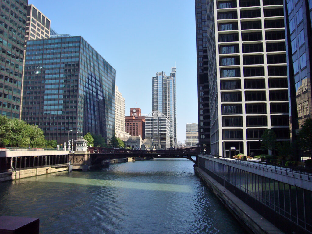Chicago river fiume, palazzi, chicago