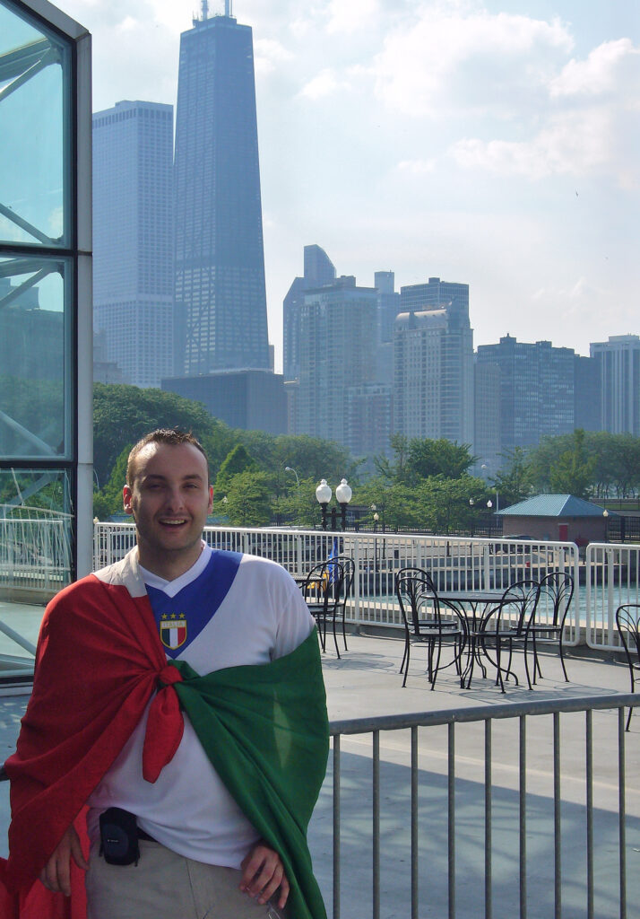 Dopo la finale di Germania 2006 campioni, bandiera, italia, chicago, parco, grattacieli