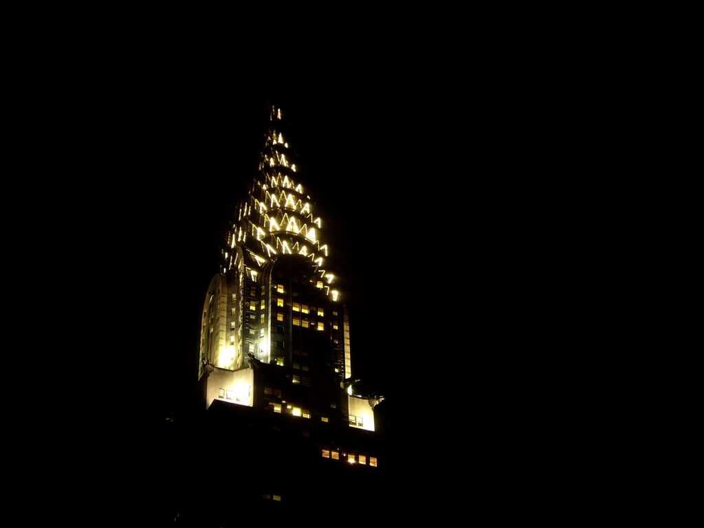Il Chrysler Building di sera grattacielo, notte
