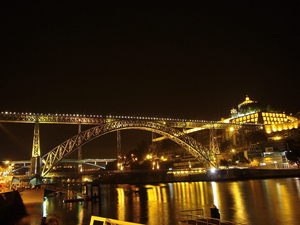 Ponte Dom Luís I di sera, Porto porto, ponte, notte, fiume