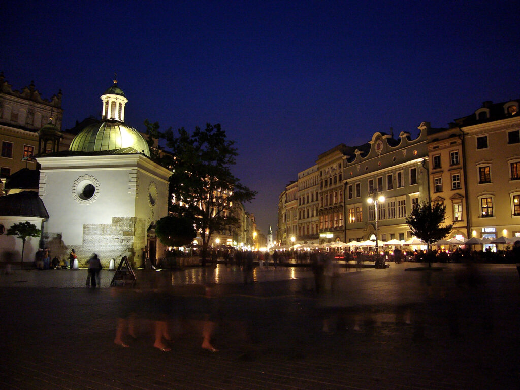La chiesa di Sant’Adalberto cracovia, notte, chiesa