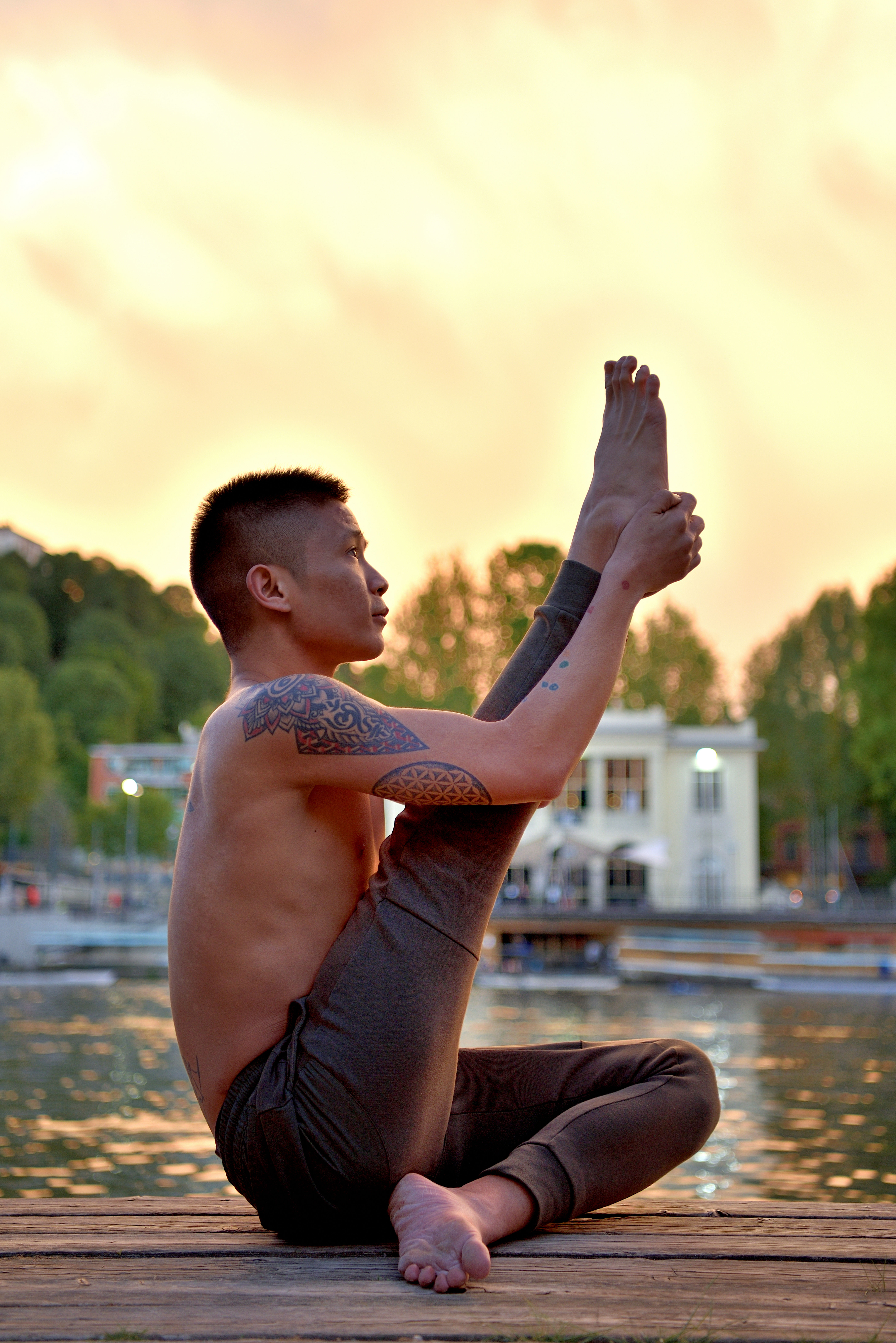 Krounchasana, l'Airone Airone, yoga